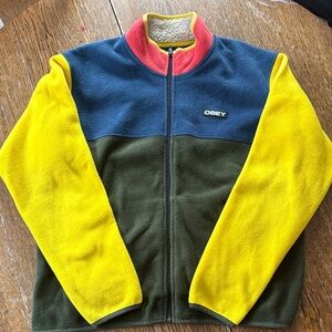 Obey Worldwide Colorblock Fleece Jacket, Mens size L